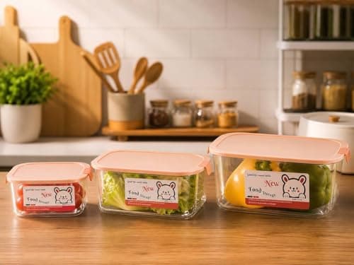 Generic Food Storage Container Set with Airtight Lids, 3 Sizes, .sa
