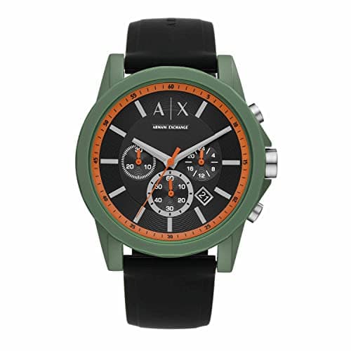 Armani Exchange A|X Watch for Men, Quartz Movement, Analog Display, Black Silicone Strap-AX1348