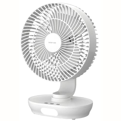 Wireless Desktop 8" Electric Fan, Rechargeable, 3000mAh Battery, 3-Gear Speed Levels, Light Modes, 90° Angle Adjustment, 150° Oscillation, Type-C Port, Quiet Motor - White