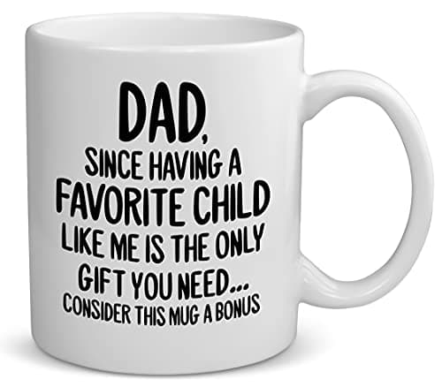 Generic White Ceramic Dad Mug - 11oz Coffee Cup - Dad Gifts From Daughter, Son, Favorite Child - Gifts For Fathers Day, Birthday, Christmas Drinking cup