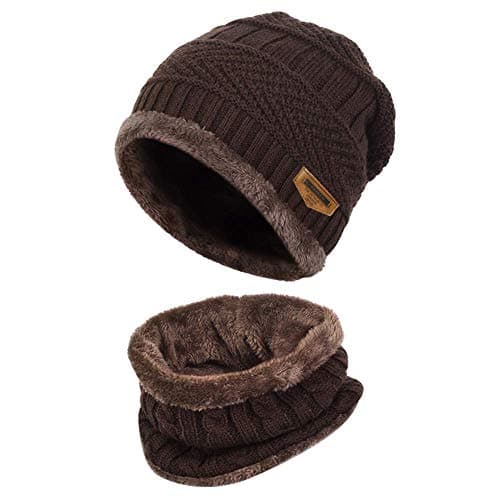 MUCO Unisex Winter Hat, Scarf Hat, Warm Knitted Hat, Outdoor Winter Warm Hat, Scarf Set for Men and Women Apparel