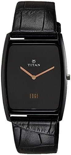 Titan 1596NL01 Edge Leather Strap Analog Watch for Men, 44 mm Size, Black