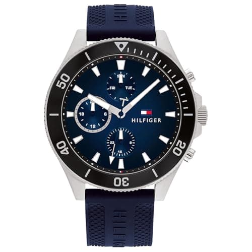 Tommy Hilfiger Men's Analog Quartz Watch with Silicone Strap 1791920, Blue, strap