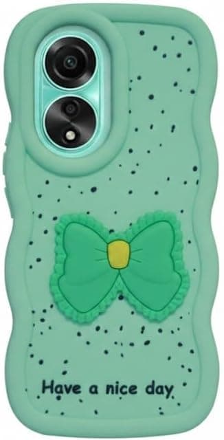 Protective cover (Compatible With Oppo A78), [Drop Protection] 3D Bow Pattern Soft TPU Shockproof Phone Case Full Body Protection (Mint Green)