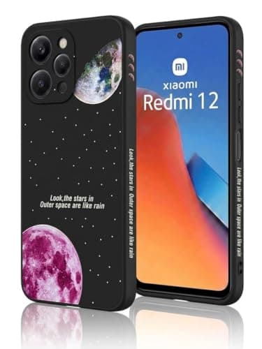 Case Compatible with Redmi 12 (4G) - Ultra HD Long Lasting UV Printing Design on Back and Sides - Anti-Fingerprint Matte Surface (Pink Moon & Space) Cellular phone case
