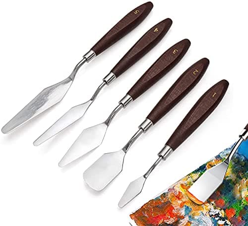 Bingcute Palette Knife, 5PCS Steel Spatula Palette Knives Basic Painting Tool for Oil Painting, Acrylic Mixing Paints,Clay Sculpture Palette putty knife