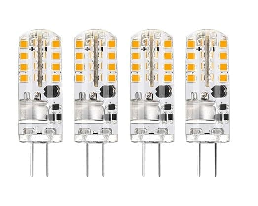 G4 LED Bulbs, 4 Pack Warm Yellow and Fork Equivalent to 50W Halogen, G4 Bulb AC 220-240V Flicker Free Non-Dimmable Energy Saving Bulbs for Bedroom Living Room… Light bulb