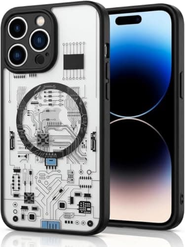 Compatible with iPhone 13 Pro Max Clear Electronic Design Hard Case Shockproof Durable Material Gives Your Phone Strong Protection and Premium Look (Black) Cellular phone case