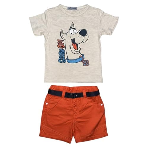 Sikaaa Boys Half Sleeves T-Shirt,Short&Belt Printed Dog Half Sleeves T-Shirt&Short (pack of 1)