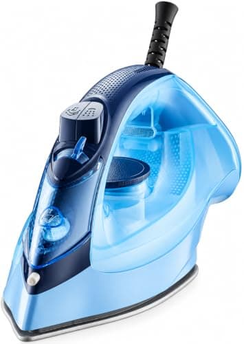 ARSHIA 3206 Steam Iron with Powerful Steam Performance, Nonstick Soleplate, Adjustable Temperature Control, Anti-Drip Protection and Ergonomic Handle for Smooth Wrinkle Removal - Dark Blue Textile iron