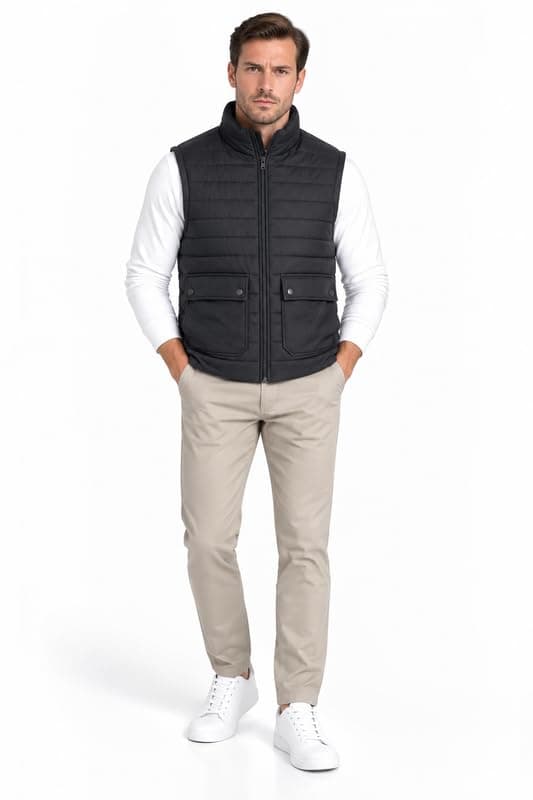 WAHDAN Men's Quilted Puffer Vest, Zip-Up Sleeveless Jacket 490607095
