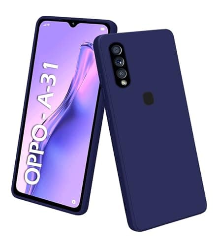 OPPO A31 2020 OPPO A8 Shockproof Liquid Silicone Case Cover with Fur Lined Interior and Full Camera Cover for OPPO A31 2020 (Navy) Cellular phone case