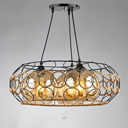 Three Rings Black Rope Chandelier