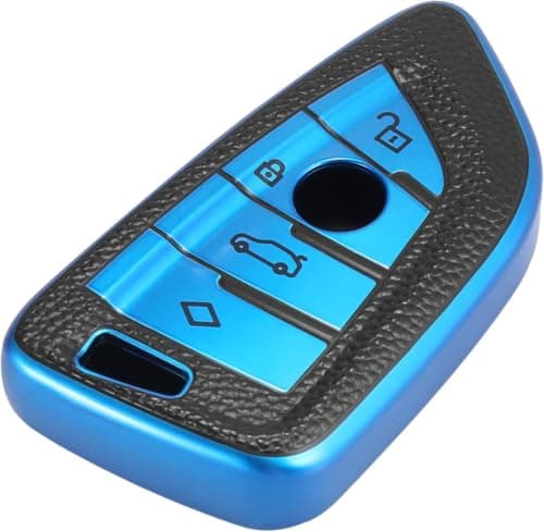USHOP TPU Car Key Fob Cover Compatible with BM Series F15 F16 F25 F44 F45 F48 F49 F85 F86 G30 G31 M3 M4 X1 X2 X3 X4 X5 X6 Z4 Series 1/2/3/4 /5 (Blue) Auto key shell