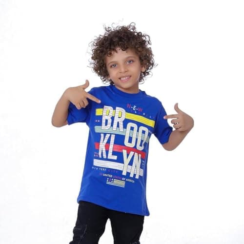 BEBO Boys Printed Half Sleeve T-Shirt 10 Years Blue - 12347_Blue_10_24