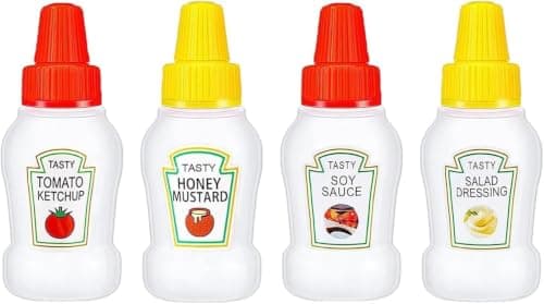 4Pcs Mini Sauce Squeeze Bottles for Ketchup Mayo Honey with Airtight Seal