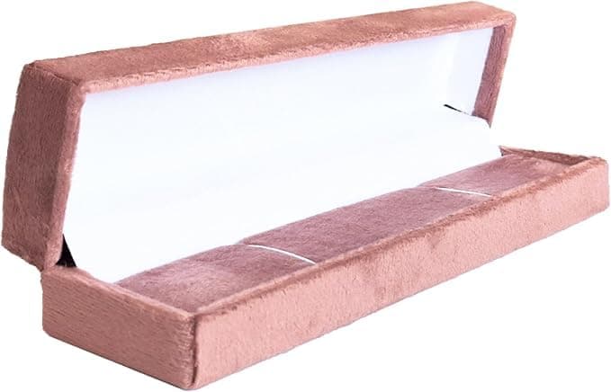 W.S Long Velvet Jewelry Chain Necklace Gift Box Set, Bracelet Storage Case, Jewellry Display Box for Wedding, Engagement,Proposal, Birthday and Anniversary (Copper Rose)