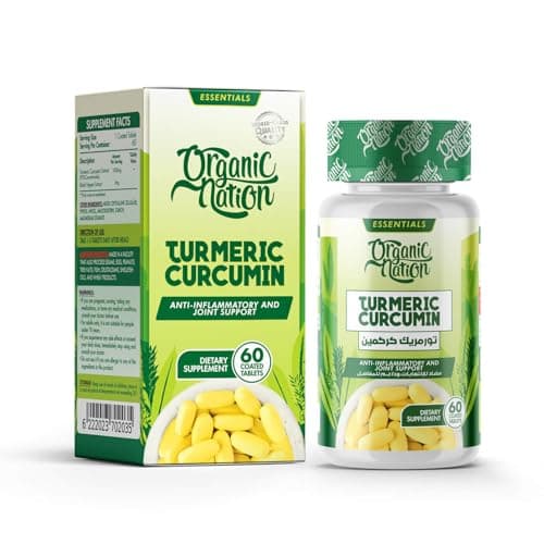 ORGANIC NATION | Turmeric Curcumin Tablets | 60 Tablets | Natural Joint Support | Natural | Vegan | Non-GMO Herbal supplement