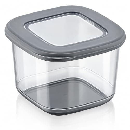 Titiz Poli Square Storage Box, Food Container Made Of BPA Free Plastic With Airtight Lid To Keep Your Food Fresh,Transparent Grey, 550Ml