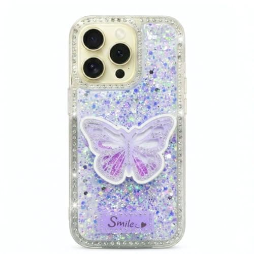 Butterfly Crystal For (iphone 12 Pro Max) Protective Case Glittery Back Cover Rhinestone Frame For Girls Shockproof Protection For Girls (Blue) Cellular phone case