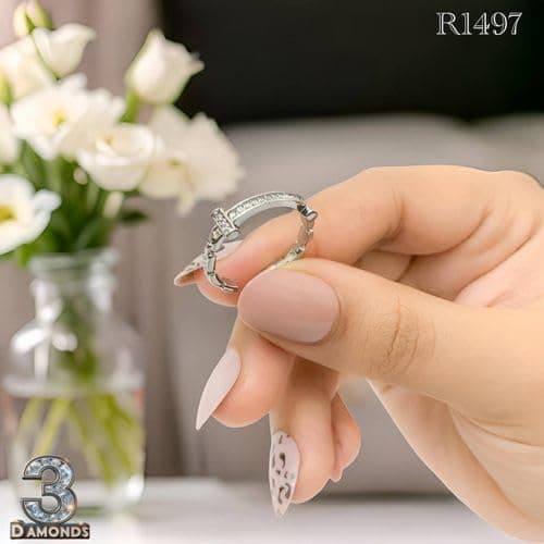 3 Diamonds 292474661779661 Platinum-Plated Adjustable Zircon Ring – Modern Chain-Link Designs-1