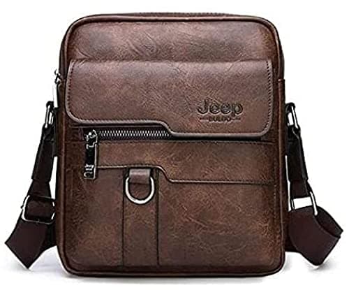 Men's Leather Cross Body Bag (Brown) Handbag