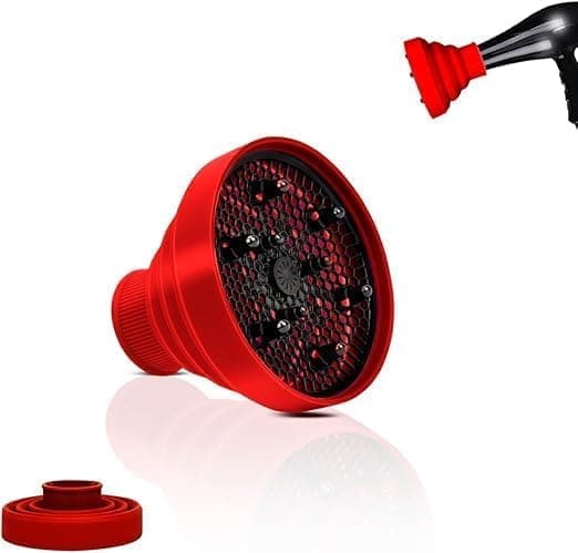 Hair Universal Diffuser Silicone Folding Hairdryer Attachment For Curly And Wavy Hair Styling Portable Foldable Blow Dryer Diffuser Fits Most Hair Dryers (Red) Hair care product