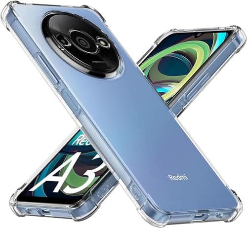 Compatible with Clear Silicone Case for Xiaomi Redmi A3 with Shockproof Protective Corners, Thin, Soft, Transparent Protective Case, Flexible TPU Transparent Mobile Phone Case, Scratch Cellular phone case