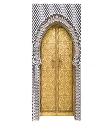 3d Muslim Creative Door Sticker arabic Style Personalized Wooden Door Family Decorative Wall Sticker Door Poster Sticker decal