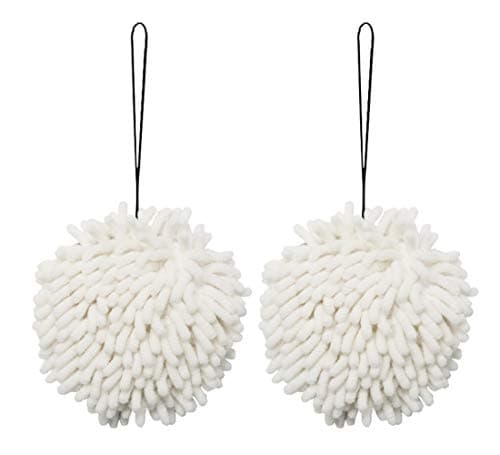 SOKLIT 2 Set Chenille Hand Towels with Hanging Loop Fast Drying Towel for Kitchen Bathroom Washable Water Absorbent
