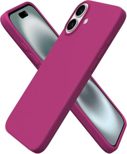 Compatible with iPhone 17 Case Slim Liquid Silicone 3 Layers Full Covered Soft Gel Rubber Phone Case Protective Cover 6.3 Inch (Rose) Cellular phone case