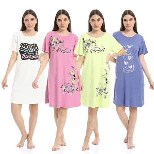 KADY Womens Bundle of 4 sleepshirt short sleeves Bundle of 4 sleepshirt short sleeves