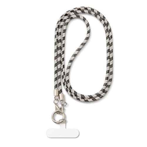 AOKSUNOVA Long Glitter Mobile Phone Hanging Lanyard Keyring Silver Phone accessory