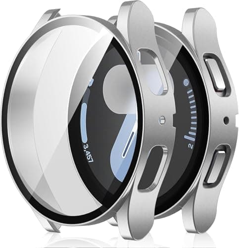 Screen Protector Case Compatible with Samsung Galaxy Watch 7 Case 40mm, with Built-in Screen Protector Hard PC Ultra Thin Anti-Scratch Protective Cover (Silver)