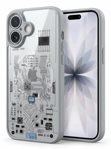 Compatible with iPhone 16 Plus Electronic Clear Hard Case Shockproof Durable Material Gives Your Phone Strong Protection and Premium Look (Grey) Portable electronic device cover