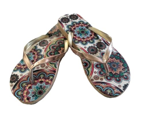 Boho Mandala Metallic Flip-Flops - blue Sandal