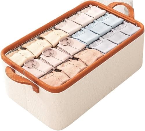 Linen Fabric Clothes Organizer Closet Box for Dressing Room 45x30x20cm