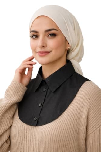 Le Voile Women’s Cotton Buttoned Chemise Collar – Hijab Extension & Easy Wear for Everyday Style – Modest Fashion | لوڤوال ياقة قميص قطن بأزرار للنساء – حجاب أساسي أنيق Shirt