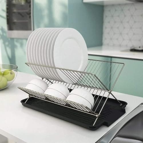 Collapsible Dish Drying Rack Stainless Steel Dish Drainer for Travel