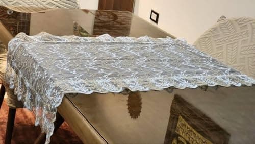 Generic Elegant White Lace Tablecloth with Floral Embroidery, Rectangular 60x100cm Decorative Table Cover .br