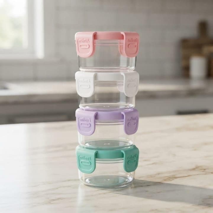 Generic Mini Sauce Container Set, 4 Pieces,Small and very practical, perfect for sauces, dressings, and nuts,The set includes 4 containers,Each container holds 60 ml, Tight-sealing lid, .ais