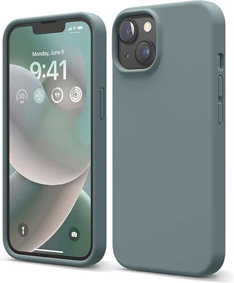Compatible with iPhone 15 Case, Liquid Silicone Case, Full Body Shockproof Protective Cover [Soft Microfiber Lining], Slim Thin Phone Case for iPhone 15 6.1 inch, (Midnight Green) Cellular phone case