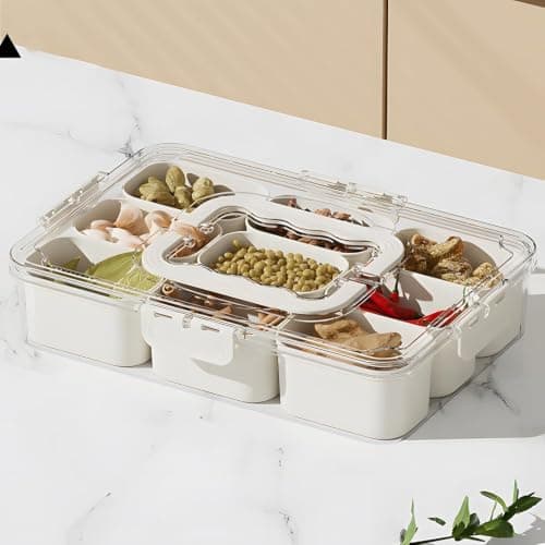 7-Piece Plastic Food Storage and Serving Set with Lids and Locking Clips
