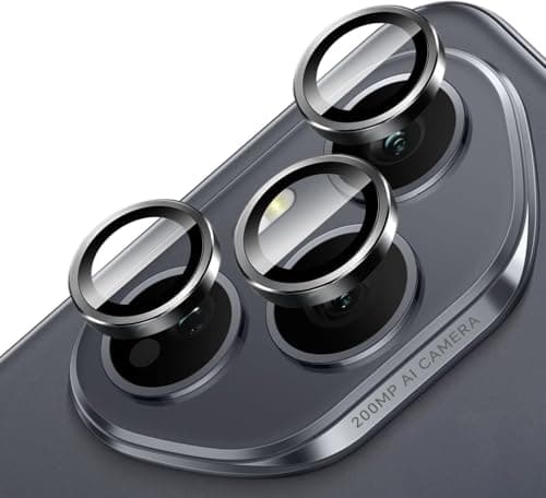 Camera Lens Protector for Honor 400 Pro, 9H Tempered Glass Metal Ring Camera Cover Screen Protector, Case Friendly, Anti Scratch, Black
