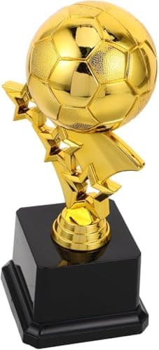 Gold Football Trophy Cup with Stars and Base - Trophy for Tournament, Sports Competitions, School - Medium