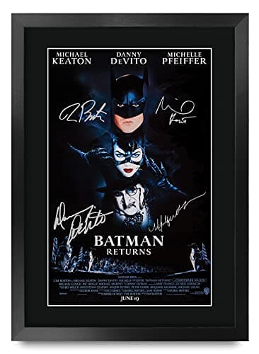 HWC Trading A3 FR Batman Returns Movie Poster The Cast Signed Gift FRAMED A3 Printed Autograph Film Gifts Print Photo Picture Display