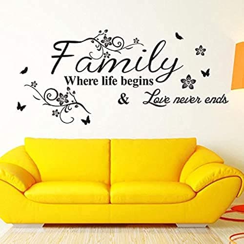 Family where life begins famous quotes wall sticker for livingroom bedroom home decoration mural Sticker decal