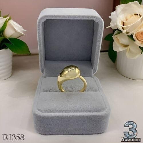 3 Diamonds 292474661779652 Gold-Plated Statement Ring – Minimalist Dome Design-1