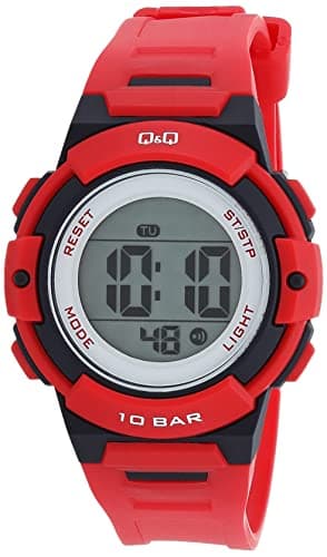 Q&Q Watch for Women, Quartz Movement, Digital Display, Red Resin Strap-M185J002Y