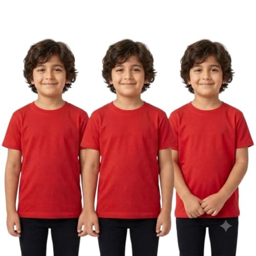 Red Circle Unisex Kids Bundle of 3 T-shirt half sleeves plain Bundle of 3 T-shirt half sleeves plain (pack of 3) Outerwear